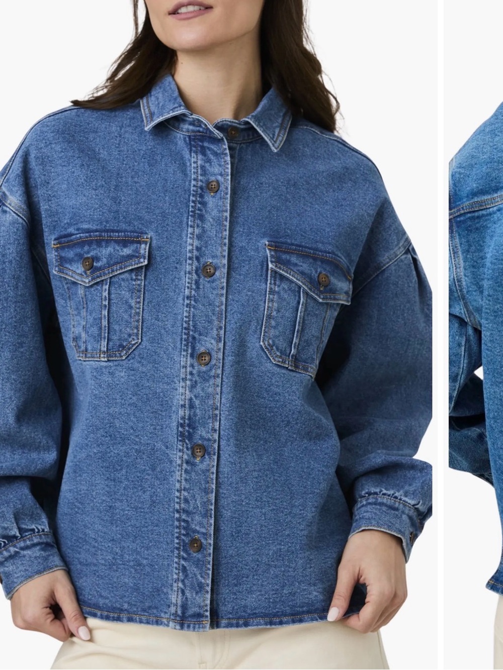 NWT Penelope Puff Sleeve Denim Shirt Jacket
French Connection. Sz: M
